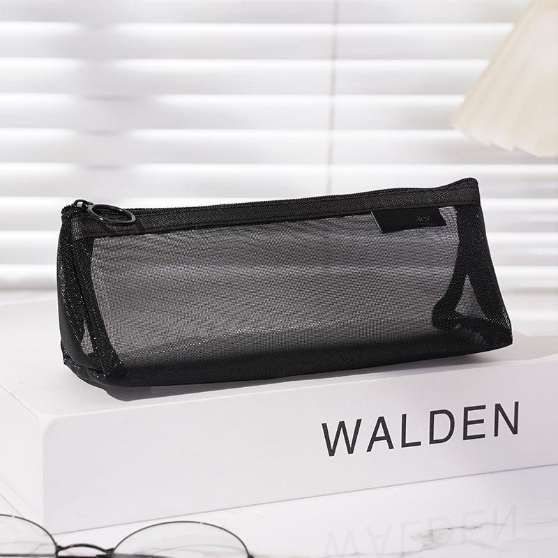 Simple Transparent Mesh Pencil Bag Three-dimensional Triangular Stationery Bag for Men and Women