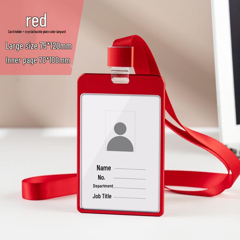 Aluminum Alloy ID Card Holder with Crystal Buckle Lanyard for Employees and Students