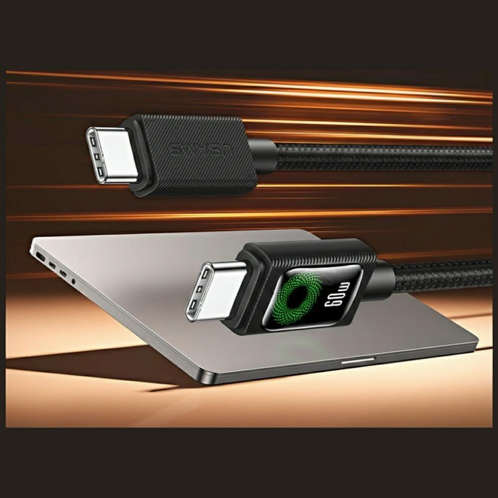 USAMS U92 60W USB-C To USB-C Cable 1.2m Black