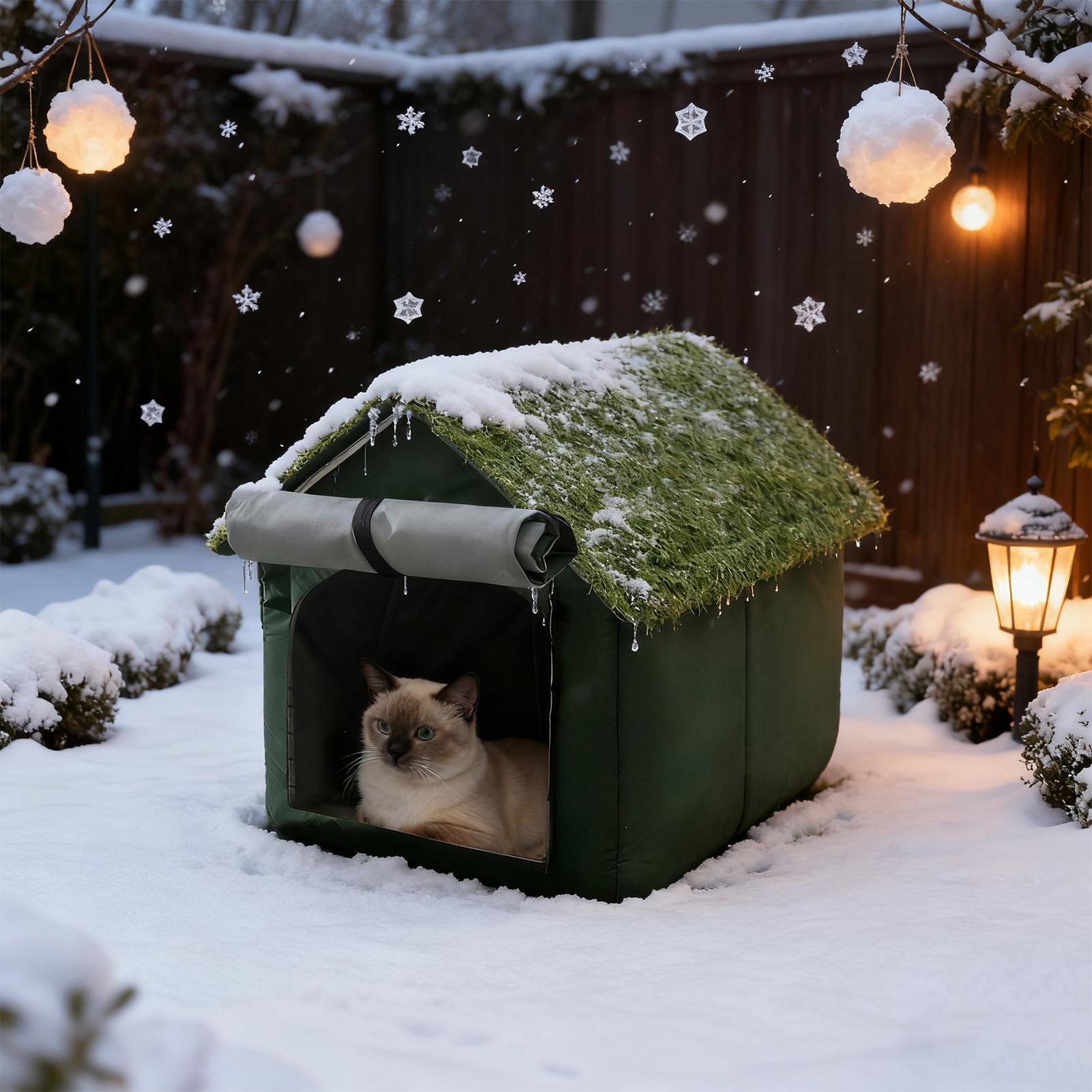 

Cat House Outdoor Waterproof Windproof Non Slip Bottom Cave Spacious Oxford Cat Shelter For Tent Hideaway Outdoor Winter Balcony S