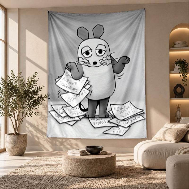 Arazzo Decorativo, Arte da Parete Stampata 'La Spedizione con il Topo', Appeso da Parete Leggero per Sfondo della Camera da Letto