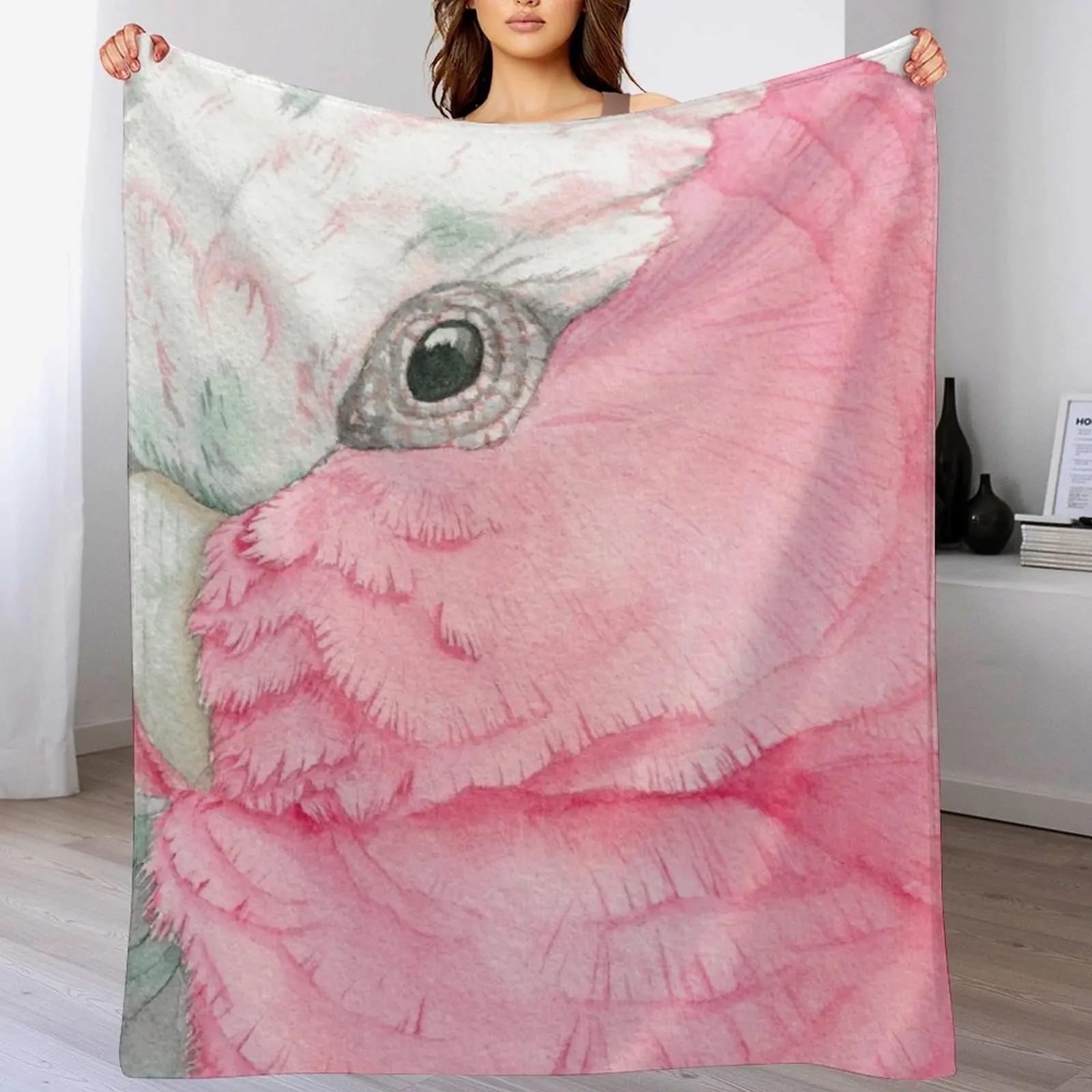 

Watercolor Galah pink cockatoo watercolor portrait Throw Blanket Travel Size Cozy Blanket for Plane Train 102x76cm(40x30in)