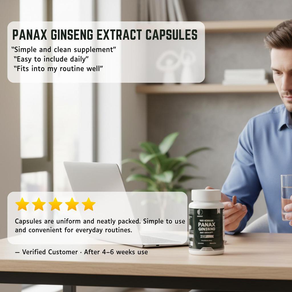 Panax Red Korean Ginseng Capsules | 1000 Mg | 60 Count | Non-GMO