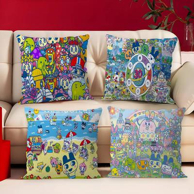 Game Cute Cartoon T-Tamagotchi Pillow Cushion Cover Pillowcase Living Room Sofa Home Decor