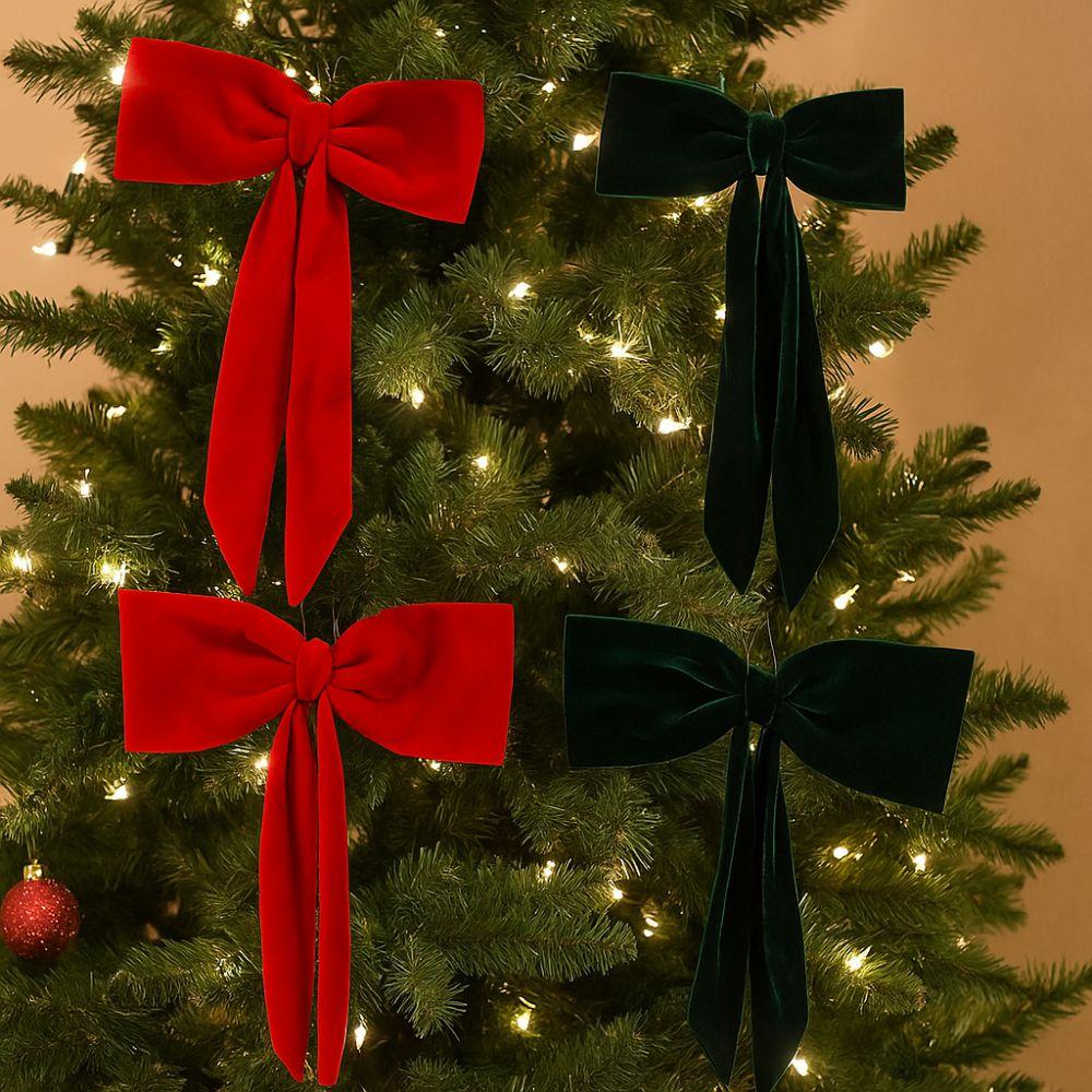 Flocking Large Bow Decor Soft Hanging Bowknot Christmas Bow Decoration  Home Decoration