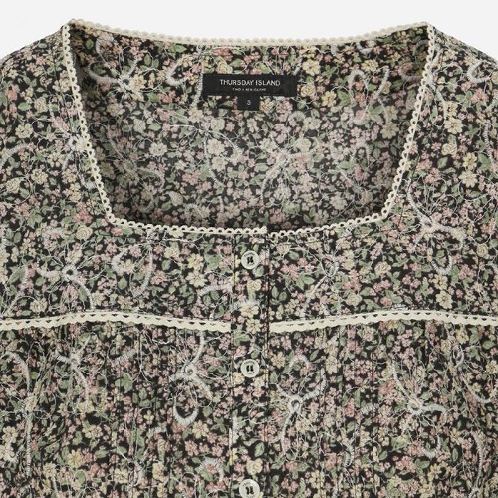 Thursday Island Lace Point Square Neck Blouse T264mbl250w
