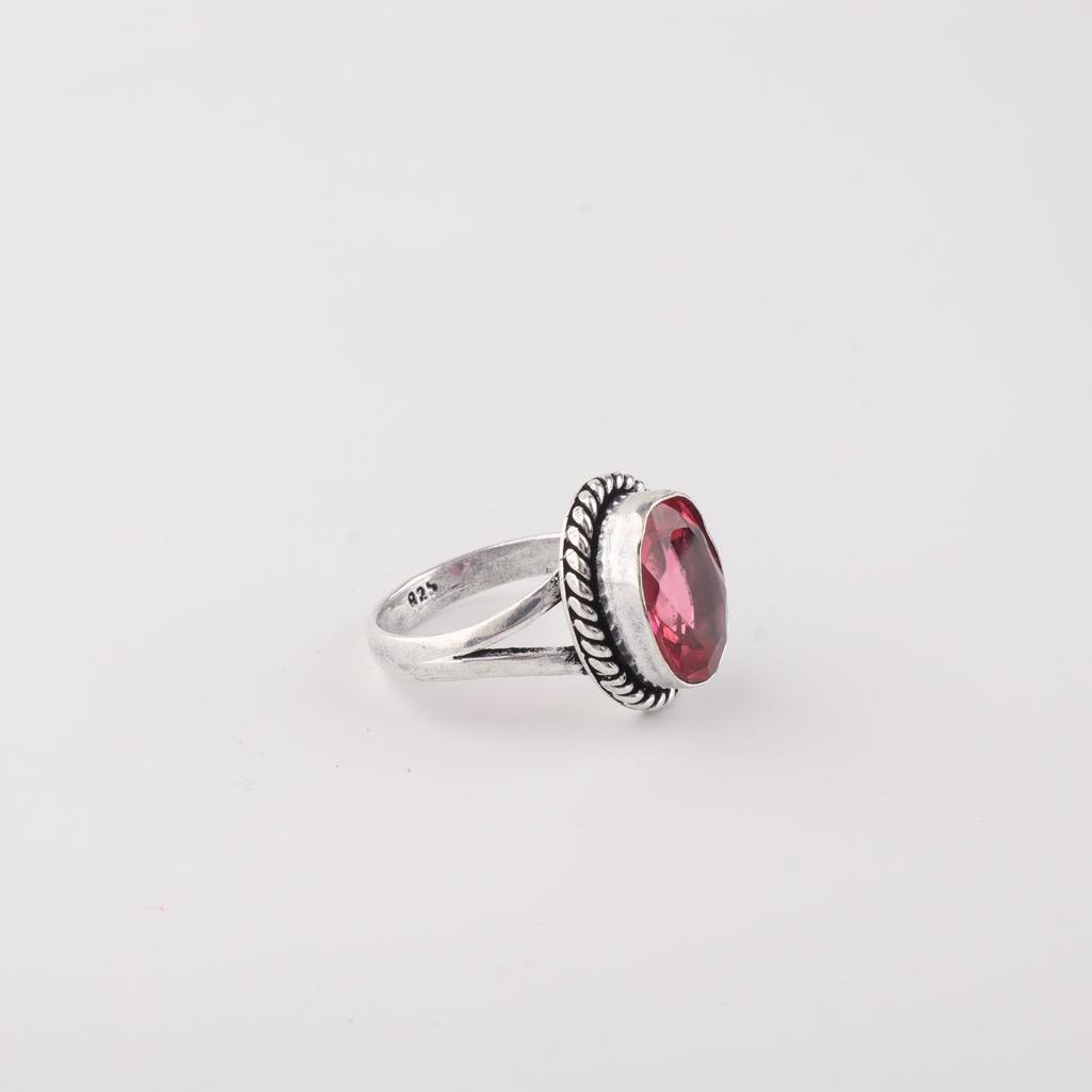 Rosa Turmal Edelstein 925 Sterling Silber Designer Damenring Für Damen RR-84-1