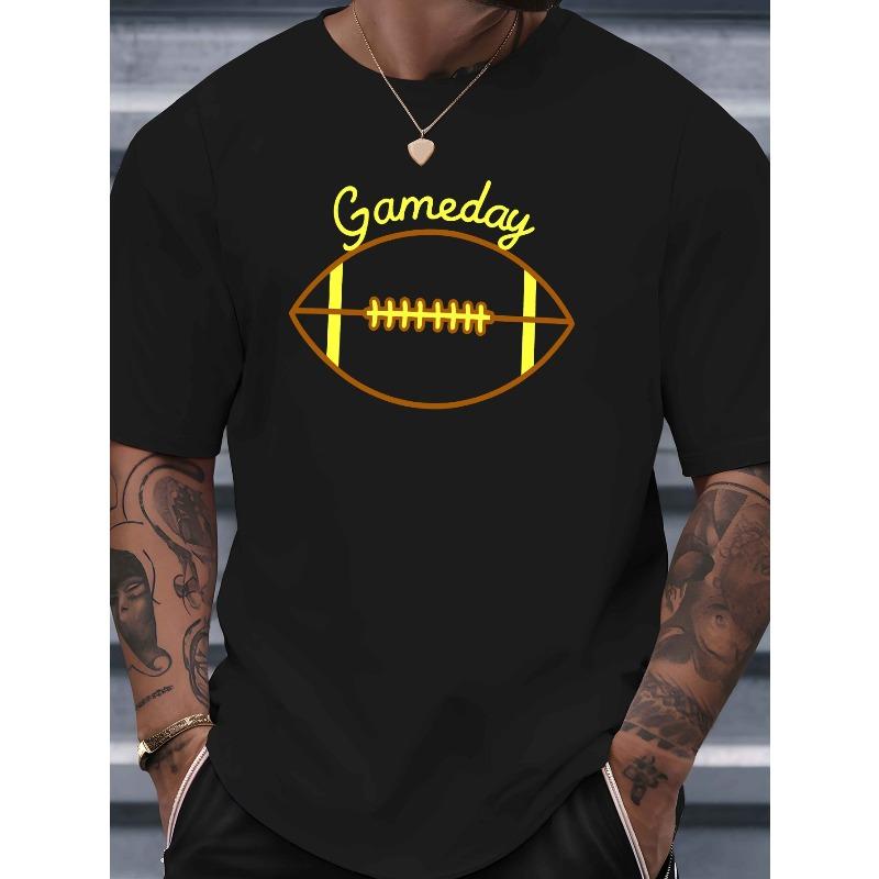 

GAMEDAY Новая летняя мужская футболка с коротким рукавом для улицы Весна и лето Круглый вырез Повседневная Универсальная Дышащая Верхняя одежда Подходит для летнего пляжного отдыха S чёрный