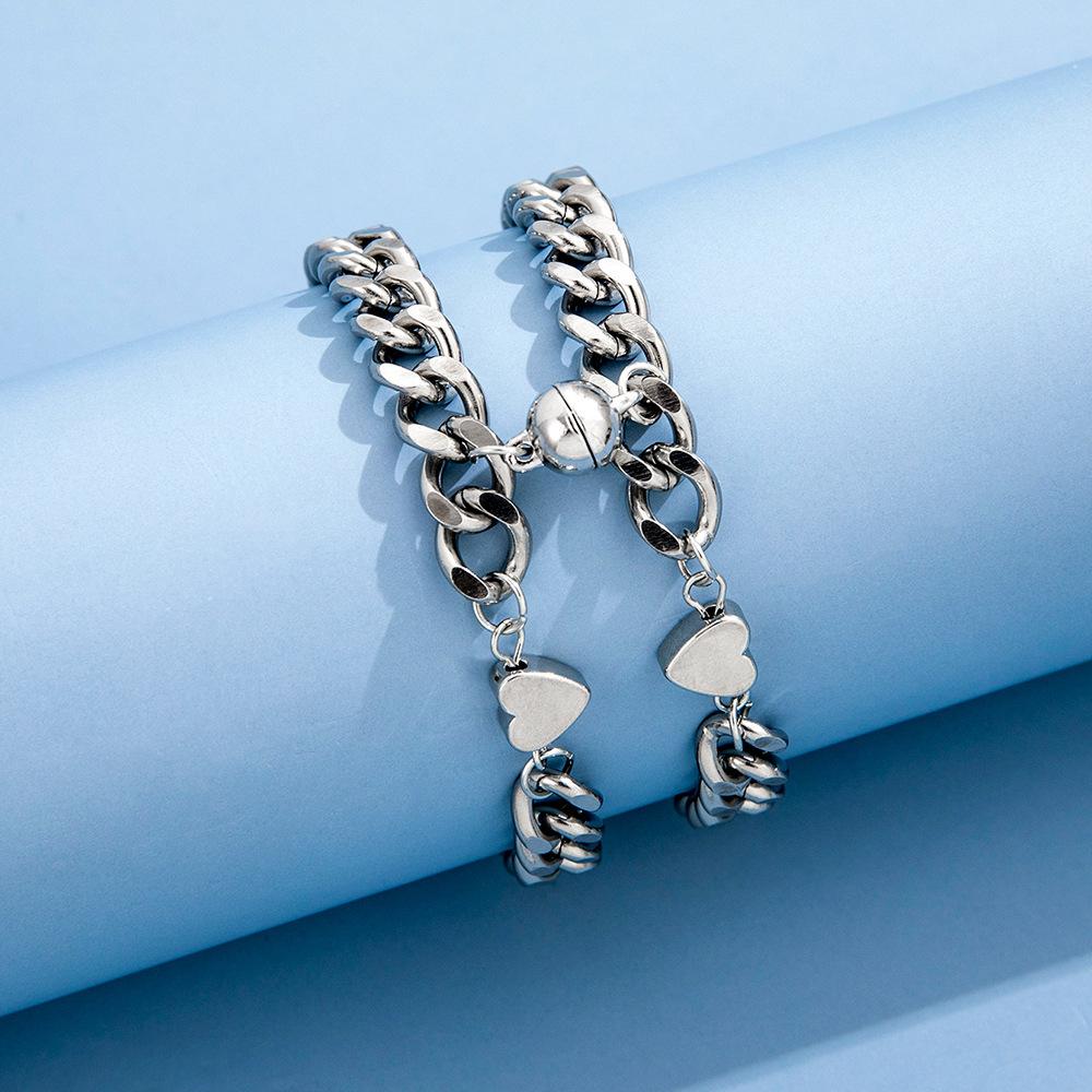 Direct Sales New Peach Heart Bracelet Love Magnet Couple Bracelet a Pair of Men's and Women's Bracelets