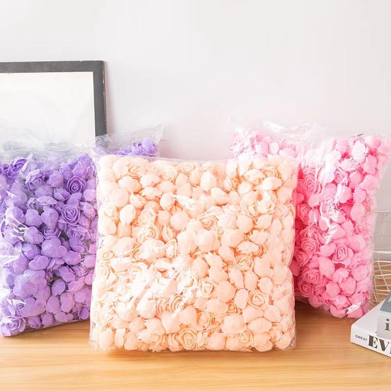 50~500Pcs 3.5cm PE Foam Rose Head Artificial Flower For Wedding Birthday Party Home Decor DIY Bear Rose Valentines Day Gifts