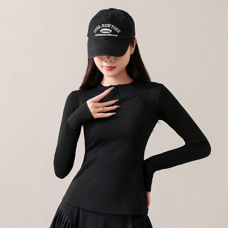 Women's Small Yoga & Fitness Set: Half-Zip Long Sleeve Top, Skirt, and Pants for Spring & Autumn