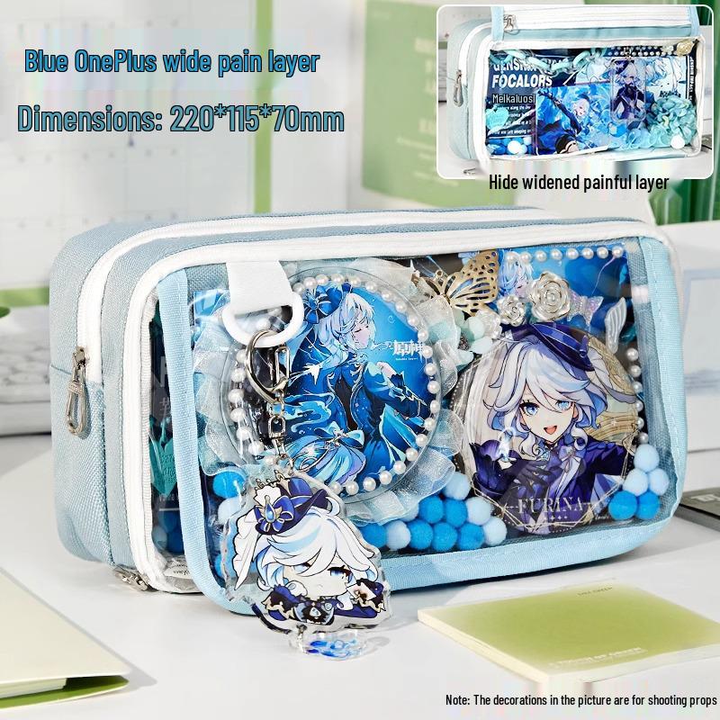 Transparent Middle School Girl s Badge Pencil Case: Two-Dimensional Design