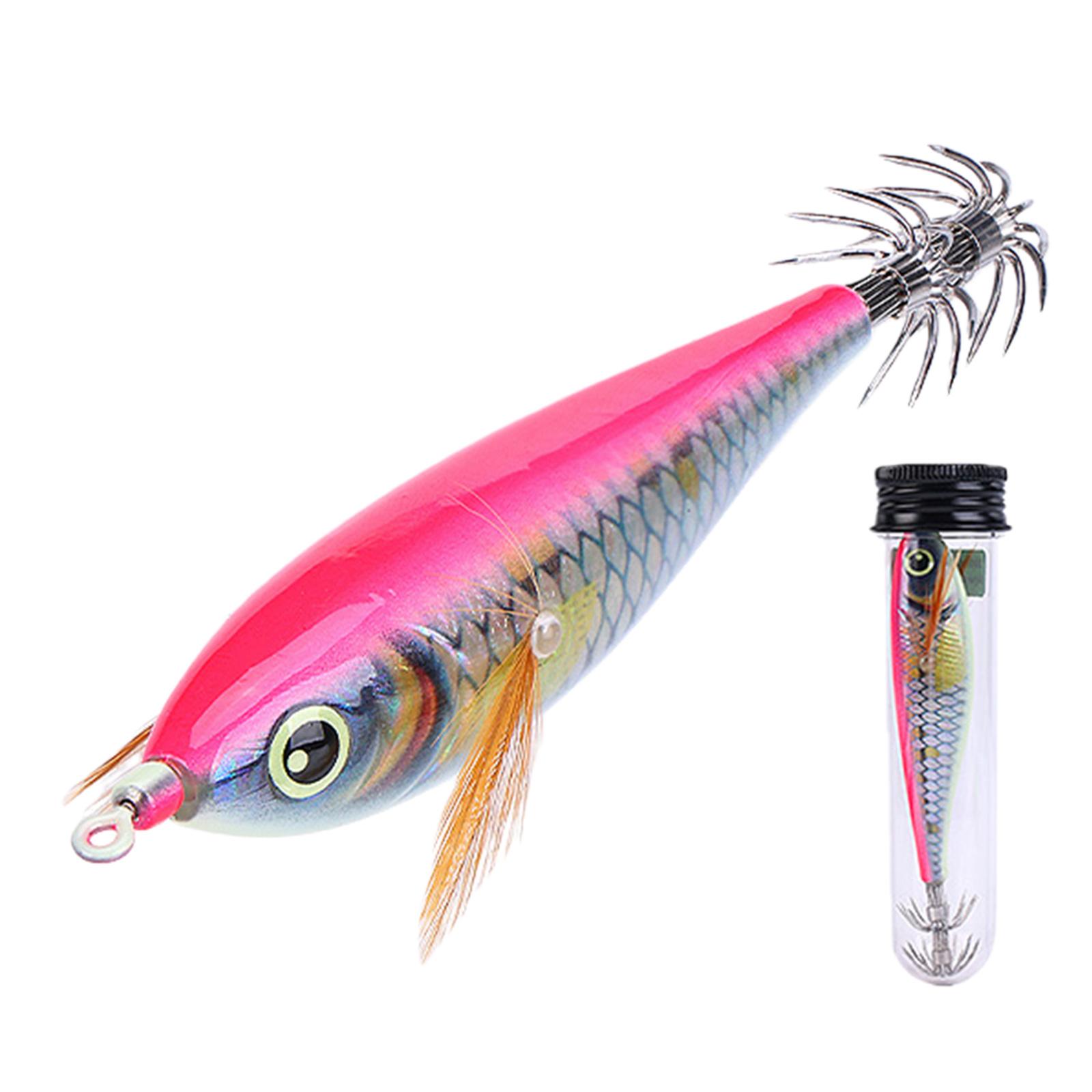 Squid Jig Hook with 3D Holographic Eyes & Treble Hook Luminous Shrimp Prawn Sleeve Jig Hooks Double-Layer Rust-Proof for Octopus