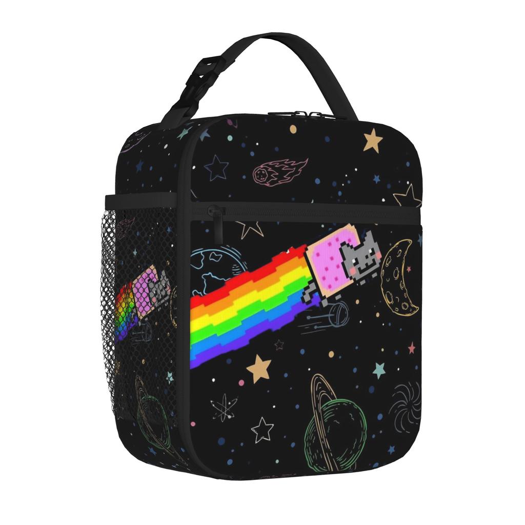 Insulated Lunch Tote Bag Nyan-Cats Rainbow Funny Game Trendy Internet Meme Thermal Cooler Lunch Food Box Lightweight For School