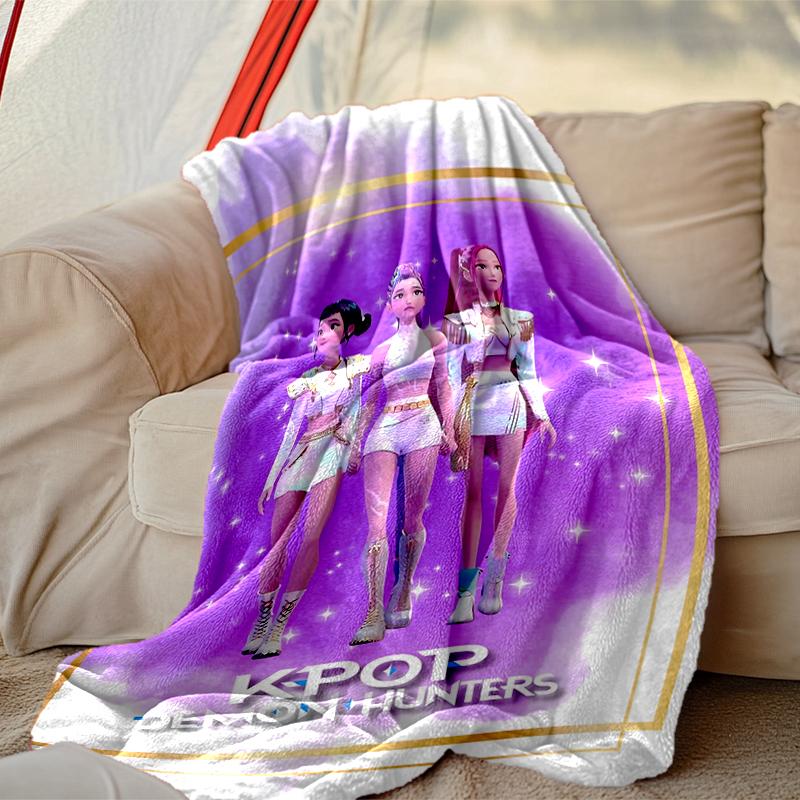 1pc Digital Print Nap Blanket, Kpop Demon Hunters Blanket for Home Use, All Season Warmth, Christmas and Valentine's Day Gift Blanket