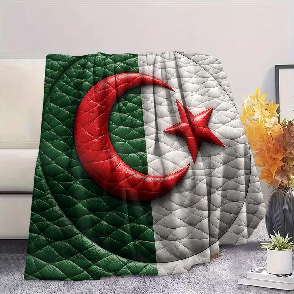 1PC Algeria National Football Team Patterned Flannel Blanket Suitable For All Seasons for Home Decor Warmth and Comfort Gifts Holiday Present