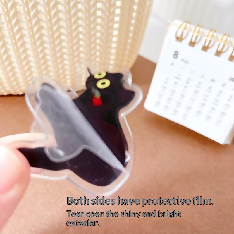 7Pcs Cute Cartoon Cat Pp Clip Acrylic Double-Sided High-Definition Pattern Paper Clip Stationery Supplies
