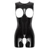 Sexy Damen-Body aus Lackleder mit Ausschnitten, Dessous, einteiliges Clubwear-Teddy-Kostüm