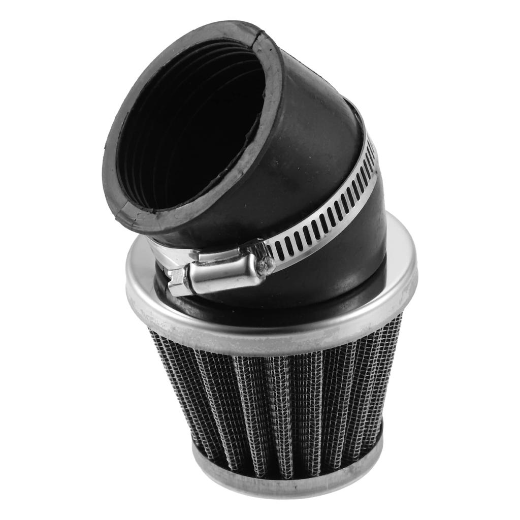 uxcell Universal 50mm Elbow Conical Motorcycle Air Filter Replacement Round Taper Silver Tone