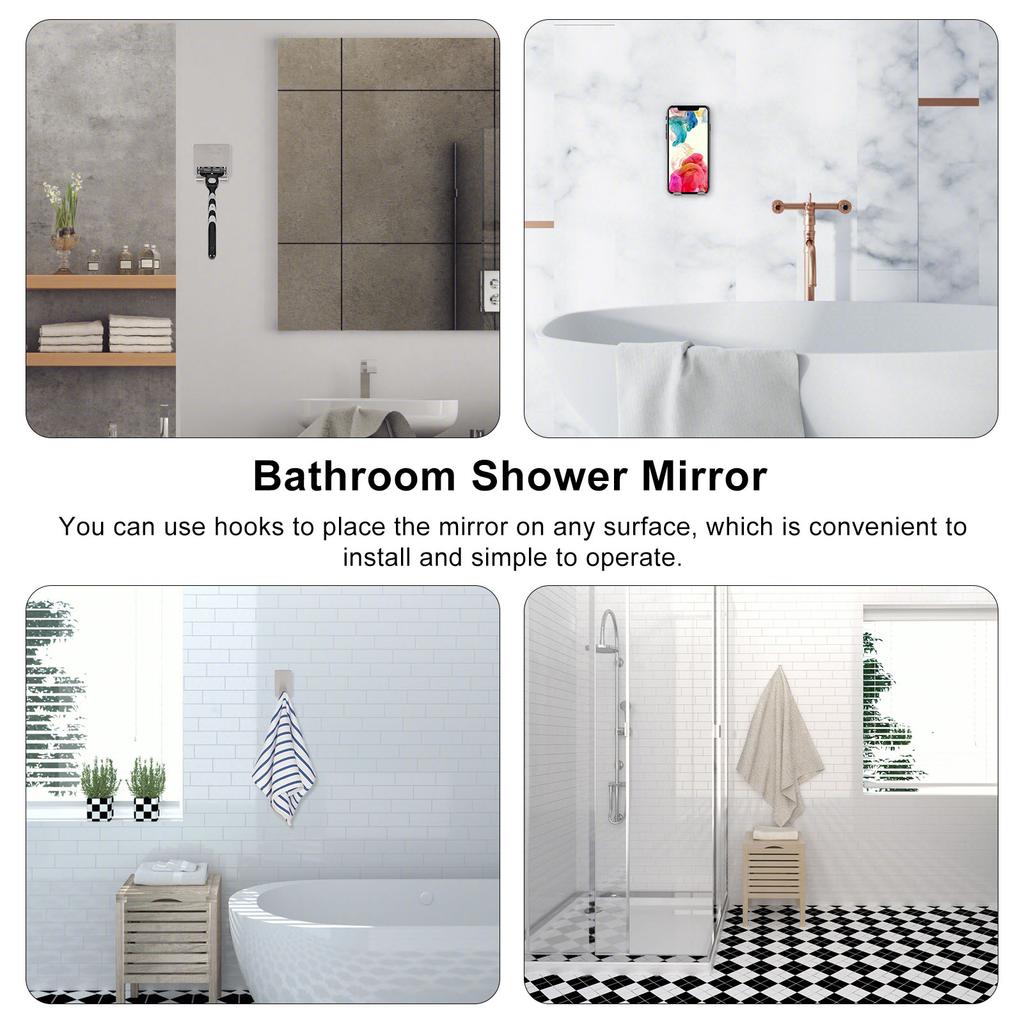 Large Fogless Shower Mirror Acrylic Shaving Mirror Bathroom Accessories with Hook