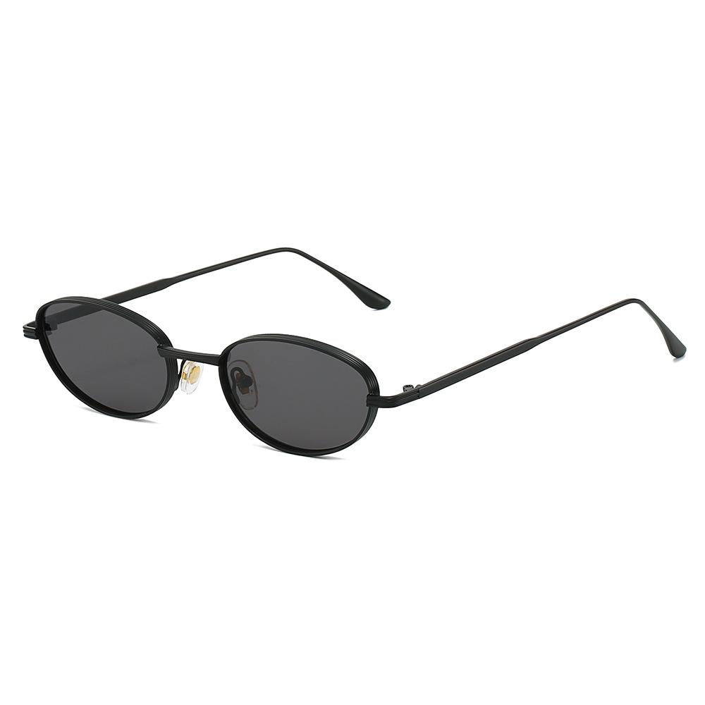 European and American Personalized Small Frame Oval Exquisite Metal Glasses for Men and Women Fashionable Anti-Uv Sunglasses