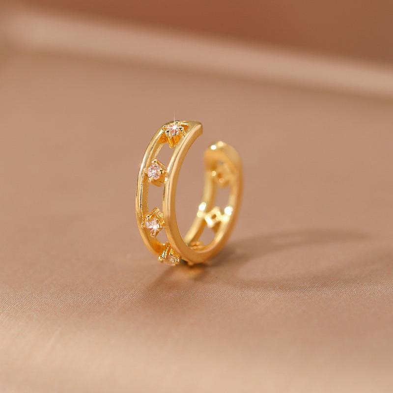 Elegant Zirconia Ear Cuff: Gold-Plated Copper Earrings for Women