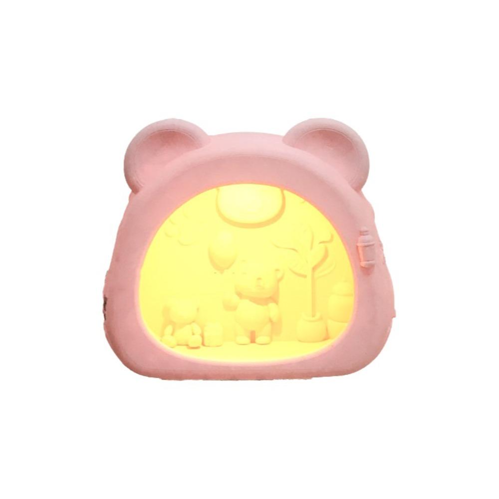 Bear Shape Ambient Light Birdcage Warm Light Squirrel Bed  for Birds Guinea Pig Hamster S розовый