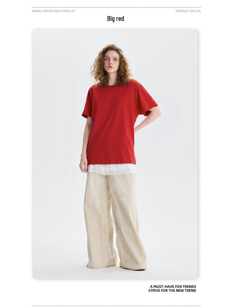 Men's 180g Cotton Short Sleeve Crew Neck Loose Fit T-Shirt