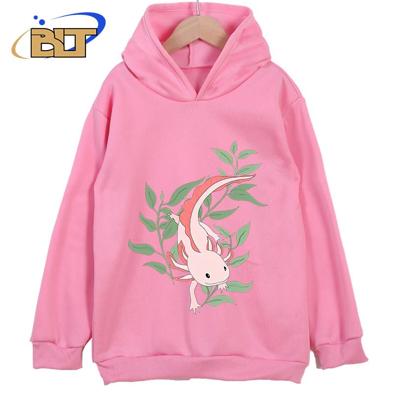 

Дитячий одяг з принтом аксолотля Рожева дитяча нова толстовка Класичний спортивний одяг Підходить для хлопчиків та дівчаток 110