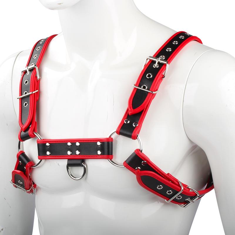 Adjustable Gay Body Bondage Harness Strap Fetish Gay Clothing Chest Faux Leather Harness Belts