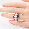 Elegant Inlaid Imitation Opal CZ Women's Ring Exquisite CopperColor Geometry Daily Wear Party Jewelry Anniversary Gift