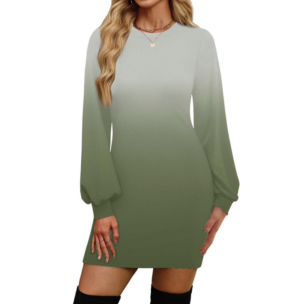 Women's Fashion Casual Round Neck Long-Sleeve Dress