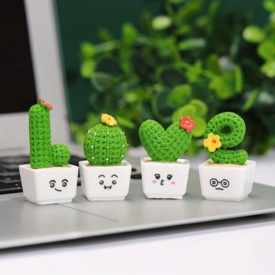 Charmante 4-teilige Love & Cactus Resin-Figuren - Perfekt für Wohnzimmer, Schlafzimmer und Café-Tischdeko