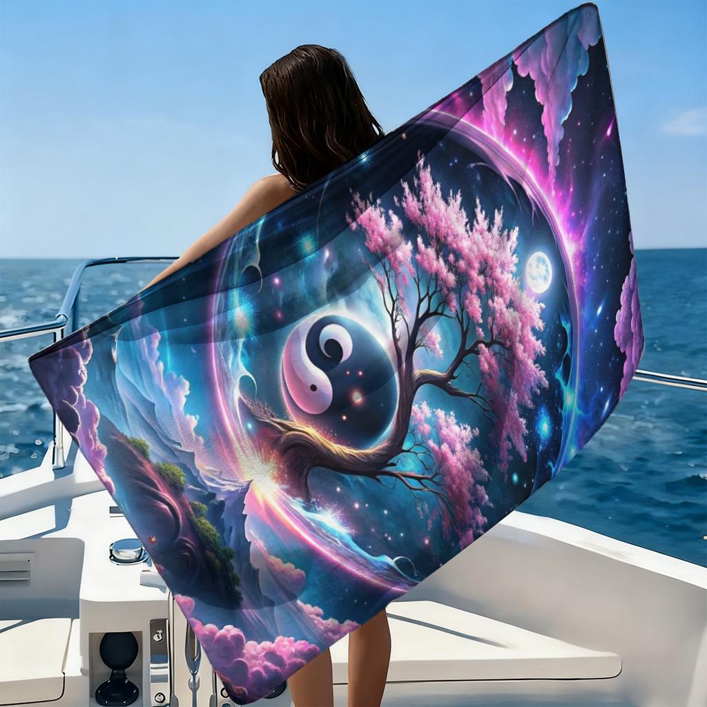 Tai Chi&Tree of Life Beach Towel Quick-drying Small To Large Towel Suitable for Beach Pool Gym Yoga Home Gift for Friend Family