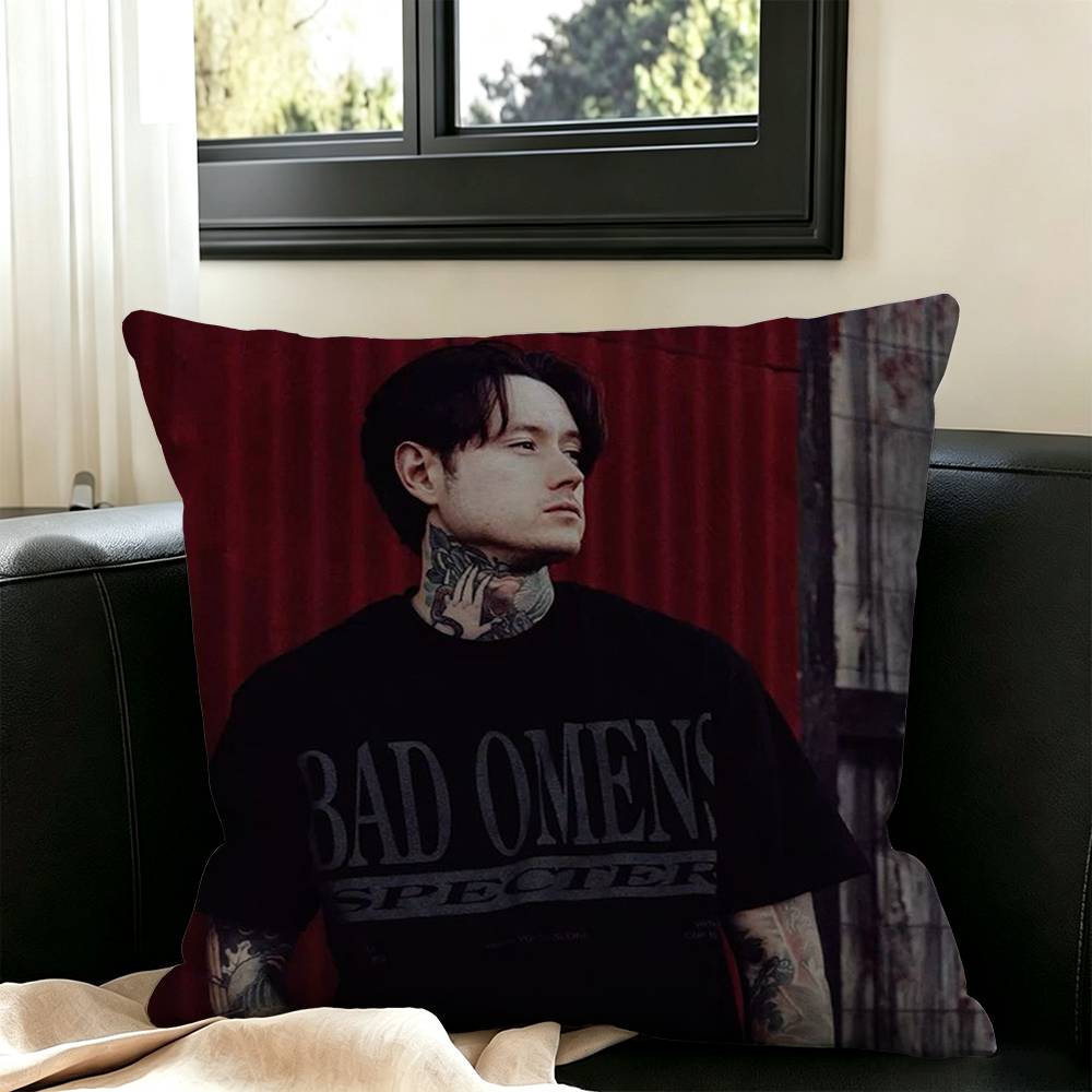 Bad Omens Noah Sebastian Square Double-Sided printed Pillow Case Bedroom Bedside Pillow Sofa Cushion Cover