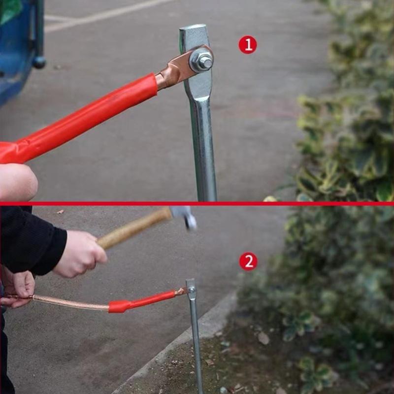 2 Pcs Portable Ground Rod Copper Plated Iron Threaded Connection Grounding Pin For Electric Fences Antennas Satellite Dishes