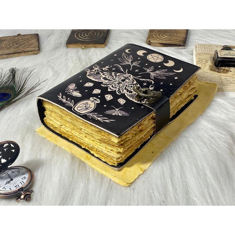 Blank Spell Book of Shadows Luna Moth Journal Witchcraft Supplies Moth Decor and Morpho Butterfly Print
