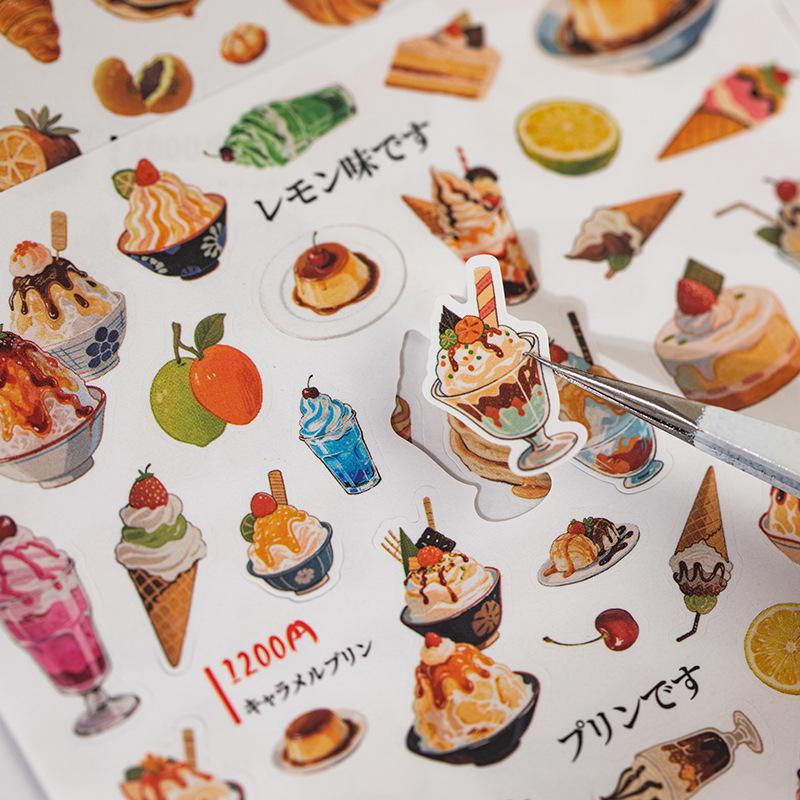 2 Sheetspack Snoring Cat Delicious Foods Sushi Bread Stickers Cute Scrapbooking Journaling Decoration Diy Collages