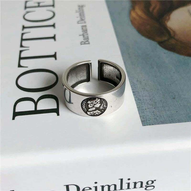 Retro European & American Open Punk Ring for Women - Trendy Japanese & Korean Style Woven Bracelet, Simple Student Index Finger Ring.