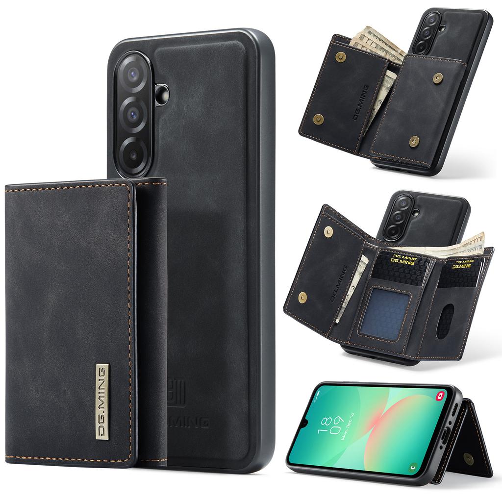 DG.MING M1 Series for Samsung Galaxy A26 5G Case Kickstand PU Phone Cover with Detachable Wallet