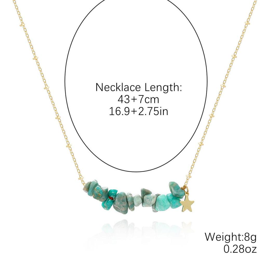 European & American Bohemian Colored Gravel Natural Stone Necklace for Women - Summer Jewelry