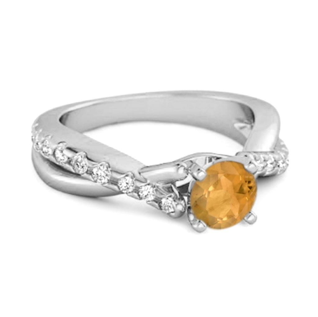 Citrine Crisscross Stackable Ring - 925 Sterling Silver