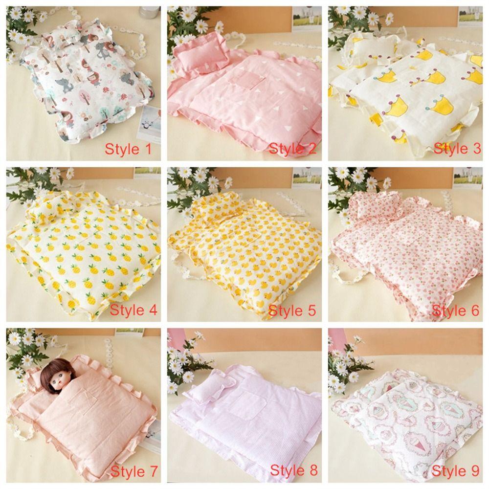 Doll Clothes Miniature Bed Sheet With Pillow Doll Bedding Four Piece  Doll House Accessories