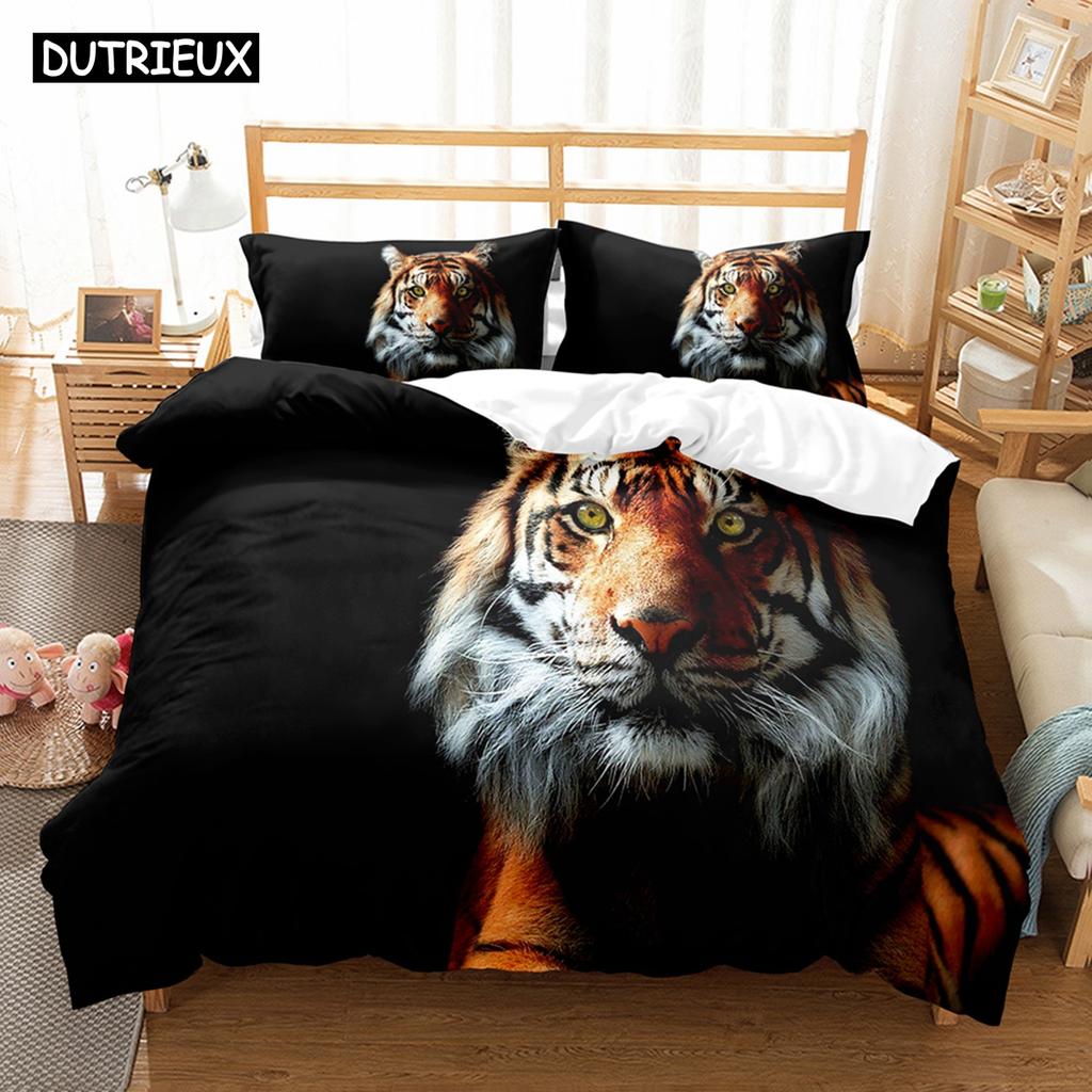 Animal White Tiger Bedding Set Scenery Comforter 3D Print Luxury Duvet Cover Set Home Textile Decor Full Queen King Single Size