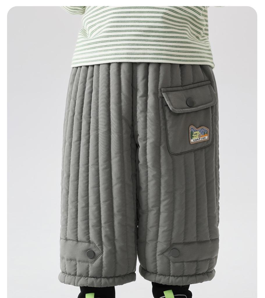 Stylish European Boys' Cotton Fleece Pants - Thick, Warm Winter 2025 Collection