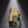 Kali Yantra Meditation Ring Women Men Stainless Steel Gold Adjustable Yoga Hindu Lotus Rings Jewelry Valentine Gift