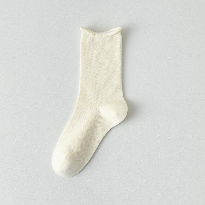 Female Spring and Autumn Pure Cotton Sweat Absorbing Boneless Loose Mouth In The Tube Pile Socks