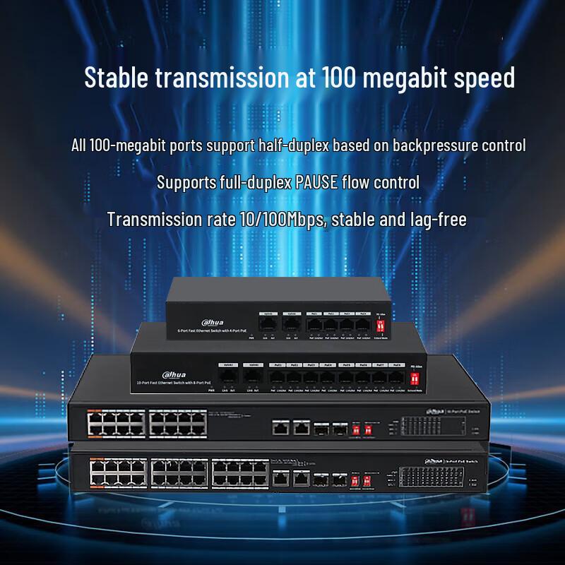 Dahua 8-Port Unmanaged PoE Network Switch CN Plug (adapter Included)