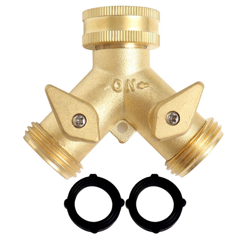Dual-Outlet Brass Faucet Irrigation Ball Valve Adapter Garden Tap Hose Splitter 2 Ways Faucet Adapter Fitting 3/4" US/EU