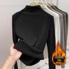 Women's Slim-Fit Fleece-Lined Mid-Collar Long-Sleeve Top - Warm and Versatile for Autumn and Winter